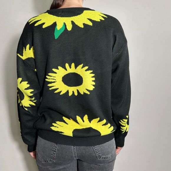 Daisy Street Black Sunflower Crewneck Sweater Size Small - Picture 5 of 11